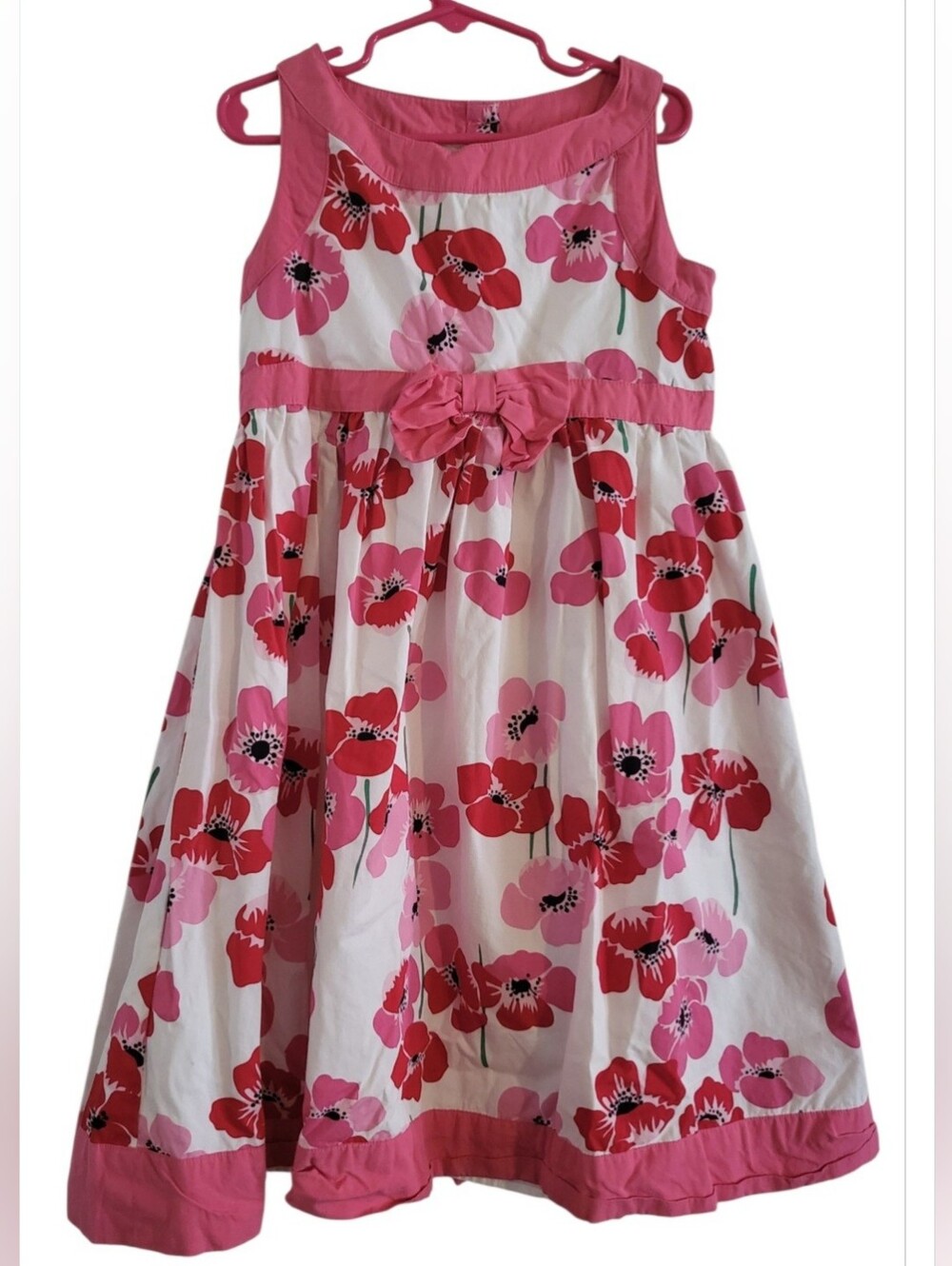 GYMBOREE Pink and Red Floral Bow Dress